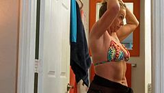 Bikini milf vacation tease explodes into hot cum relief