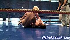 european dykes wrestle lick pussies on floor