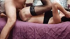 mature wife's stockings ass trembles in pov anal