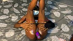 petite housemaid fingers her juicy wet pussy on duty