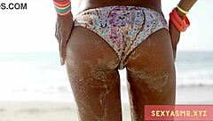 sexy beach babe in bikini shows off her hot ass 😍🏖️