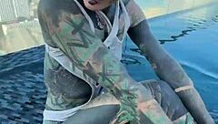 Hey, roof pool bikini model needs wild Pattaya ride!