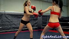 Stunning Babes Wrestle into Shaved Pussy Licking