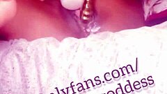 sexy ebony bitch squirts creamy from dildo feet play