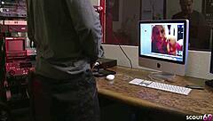 blonde chloe conrad chokes on fat cock quick cheating fuck