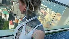 Hey, roof pool bikini model needs wild Pattaya ride!