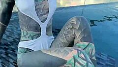 Hey, roof pool bikini model needs wild Pattaya ride!