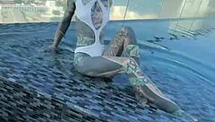 Hey, roof pool bikini model needs wild Pattaya ride!