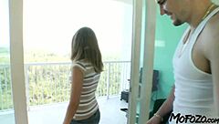 Whoa, 18-Year-Old Brunette Takes Monster Facial from Daddy Dick!