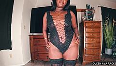Thick Ebony Queen Ava Shakes Big Ass Teases Huge Black Cock Lingerie
