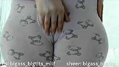 juicy cameltoe pajama tease reveals tight milf curves