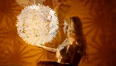 retro blonde babe teases big tits pussy in sexy solo