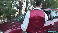 Ebony Misty Stone Slams Two White Monster Cocks!