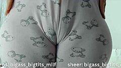 juicy cameltoe pajama tease reveals tight milf curves