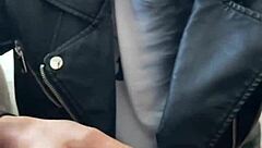 Leather jacket teen tempts quick intense pov fuck