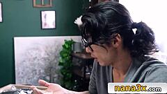 giant fake tits gilf grinds on young stud's cock wildly