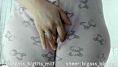 juicy cameltoe pajama tease reveals tight milf curves