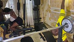 Gym trainees fuck screaming tall girl with big wet pussy