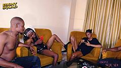 Competition Winner Gangbangs Ebony Girlfriend's Narrow Ass Hard