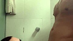 bathroom pounding ends with hot cum swallow surprise