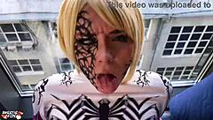 cosplay anti-venom babe deepthroats sucks pussy licks sensual hardcore fuck