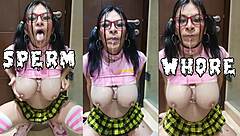 Addicted Sissy Slut Bukkake Cum Face And Tits!