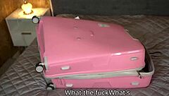 suitcase leggings rip for her sneaky ass ride