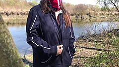 mature bbw wife plays big natural tits fat pussy outdoors river car solo 🌊🍒🔥