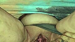 sexy milf wife flashes thong panties under sundress upskirt tease