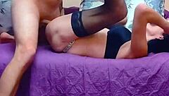 hey check out my wife riding cock in stockings from our private home videos