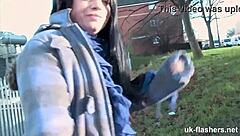 pissed off horny british babe flashes shaved pussy fingering public streets 😡🔥