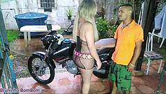 boyfriend's new motorcycle turns into wild outdoor pussy pounding session