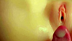 Licking cum from tight pussy closeup amateur threesome doll fun