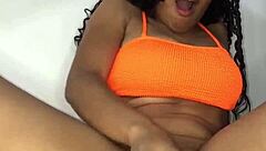 Young Latina's Big Naturals Dildo Ride