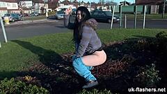 pissed off horny british babe flashes shaved pussy fingering public streets 😡🔥