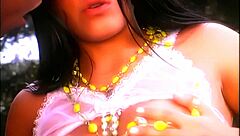 beach beauty's pussy stretched by two cocks