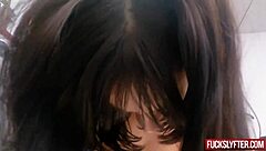 Hey burglar, shove that bottle deep while I deepthroat your cock shyly