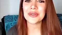 Redhead lesbian licks big tits intriguing webcam ride