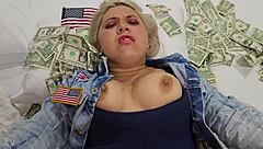 Blonde whore loves fucking for cash pussy pounding hobby