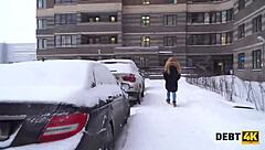 Debt Collector Pounds Adorable Redhead's Shaved Pussy Doggy Style