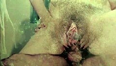 Vintage hairy pussy bent over doggystyle outdoors