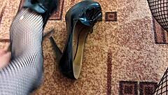 milf fingers her wet hairy pussy in panties till she cums hard pov