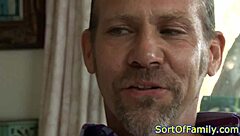 Redhead teen sucks old cock close-up before wild anal pounding