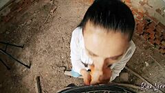 POV Long Haired Teen Facefucked Sloppy in Abandoned House