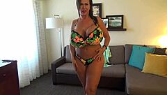 mrs james' heavy fake tits strain massive bikini vlog