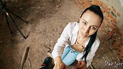 POV Long Haired Teen Facefucked Sloppy in Abandoned House