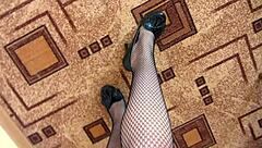 milf fingers her wet hairy pussy in panties till she cums hard pov