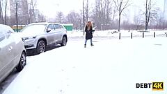 Debt Collector Pounds Adorable Redhead's Shaved Pussy Doggy Style