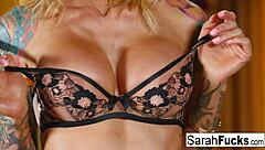 tattooed milf chats about her solo relaxation routine at home