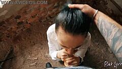 POV Long Haired Teen Facefucked Sloppy in Abandoned House